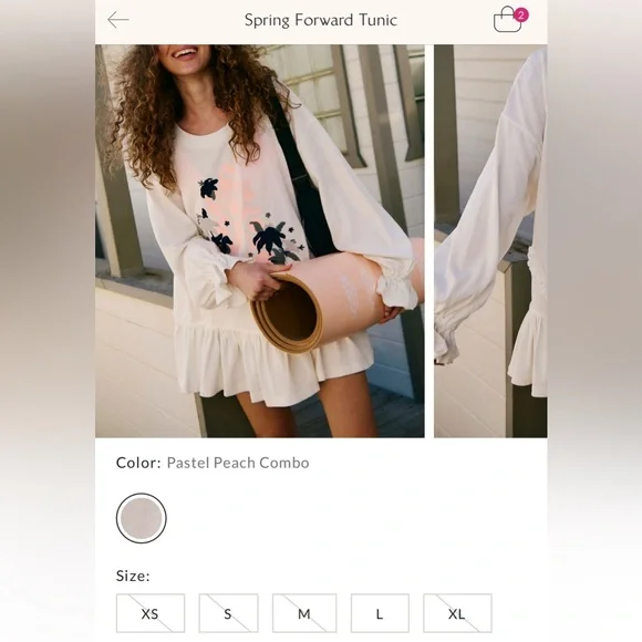 NWT Free People FP Movement Spring Forward Tunic - pastel peach combo - small - Picture 6 of 9